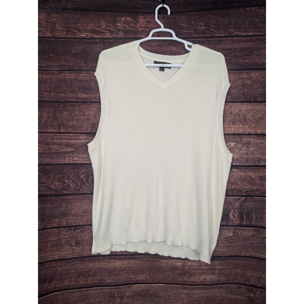 Tasso Elba Golf Basket Weave Knit Sweater Vest in Cream‎ Size XXL